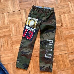 Camo Patchwork Pants with Number 13 and Painted Lettering